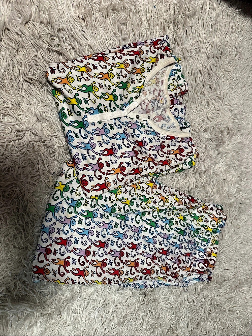Roller Rabbit women’s Multicolor rainbow monkey Print pajamas Size XL